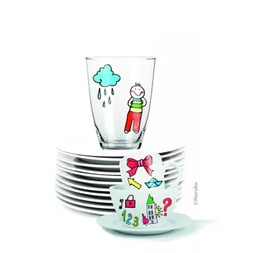   Marabu KiDS Porcelain & Glas filctoll szett - "Mega Fun", 10 x 1-3 mm