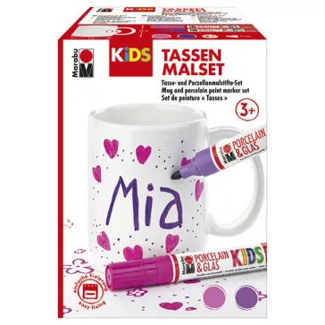   Marabu KiDS Porcelain & Glas filctoll szett - 2 db filc + bögre, lányoknak
