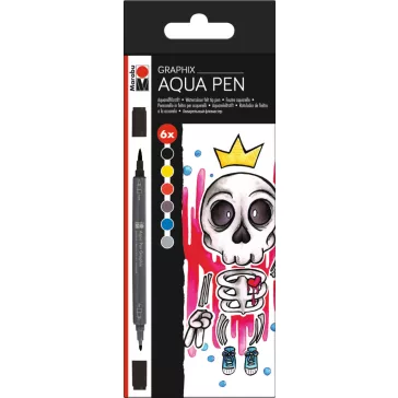   Marabu Aqua Pen Graphix akvarellfilc szett - "KING OF BUBBLEGUM",6 db