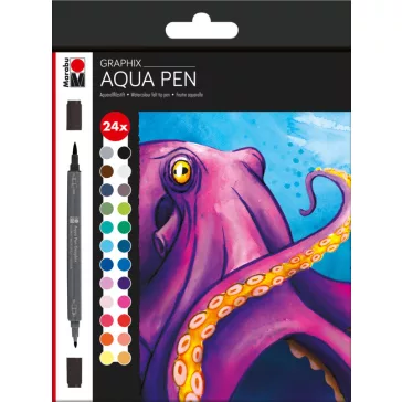   Marabu Aqua Pen Graphix akvarellfilc szett - "Octopy" válogatás, 24 db