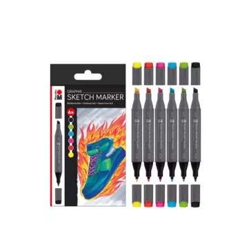   Marabu Sketch Marker Graphix vázlatfilc szett - "HEAT", 6 db
