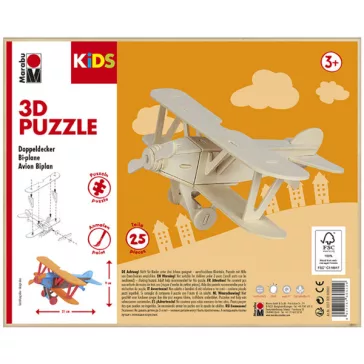 Marabu KiDS 3D Puzzle fából - kétfedelű repülőgép