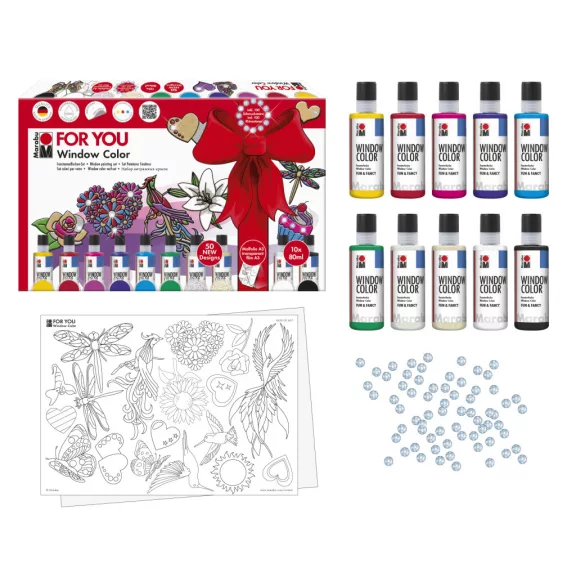 Marabu Window Color üvegmatrica festék szett - "For You", 10 x 80 ml