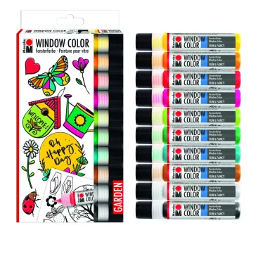   Marabu Window Color üvegmatrica festék szett - "Kert", 10 x 25 ml