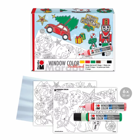 Marabu Window Color üvegmatrica festék szett - "Karácsonyi Tradíció", 6 x 25ml