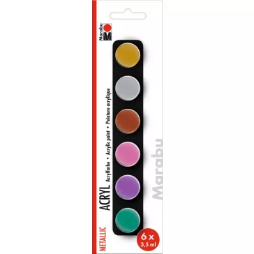 Marabu akrilfesték szett - metál színek, 6 x 3,5 ml