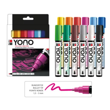 Marabu YONO Marker akrilfilc szett - 12 x 1,5-3 mm