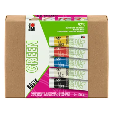   Marabu Green vízbázisú alkidfesték készlet - "Basic", 5 x 100 ml