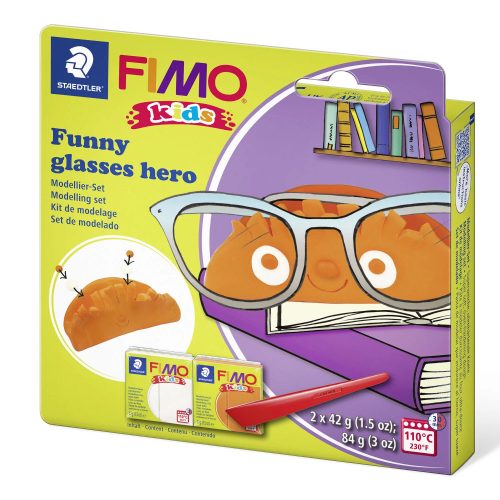 FIMO Kids kreatív süthető gyurma készlet - 2 x 42 g, vicces szemüvegtartó hős