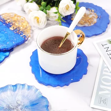   Let's Resin epoxi öntőgyanta alátétkészítő szett - 500 ml, alátét öntőformákkal, színezékekkel