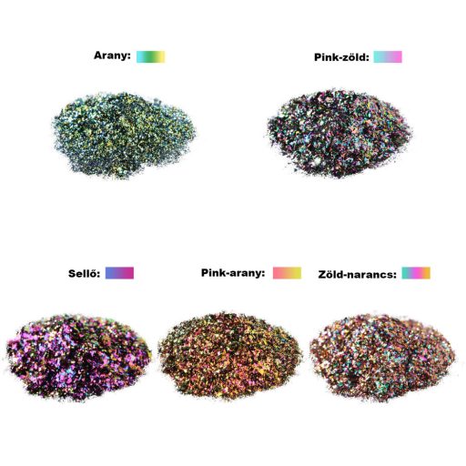 Let's Resin kaméleon effekt csillám szett - 5 x 0,5 g, zöldes árnyalatban