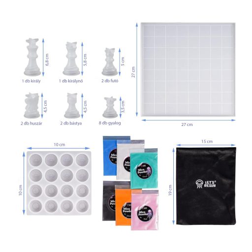 Let's Resin sakk öntőforma készlet kiegészítőkkel