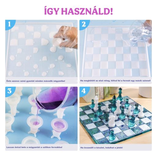 Let's Resin sakk öntőforma készlet kiegészítőkkel