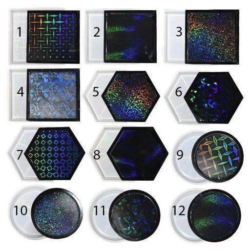 Szilikon öntőforma - hologramos alátét, hatszög 3.