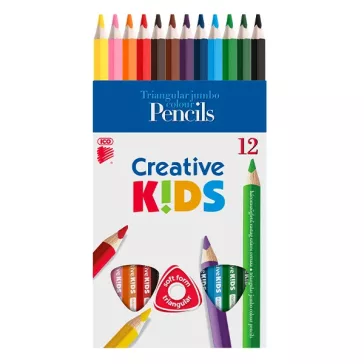   ICO Creative Kids színes ceruza készlet, háromszögletű, vastag - 12 db