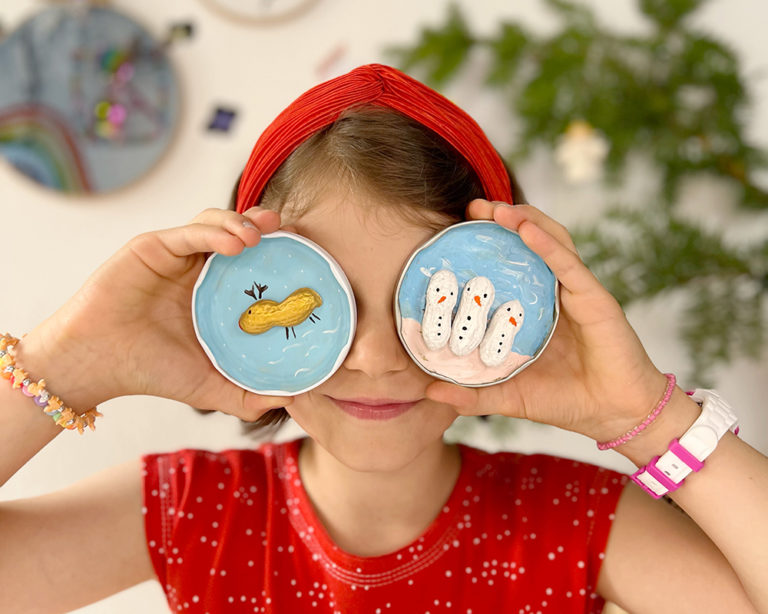 Mogyorófigurák befőttesüveg-tetőben, Marabu KiDS festékkel